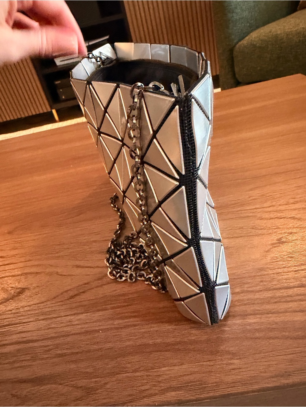 BaoBao by Issey Miyake silver crossbody bag shoulder bag Platinum Prism - Picture 9 of 12